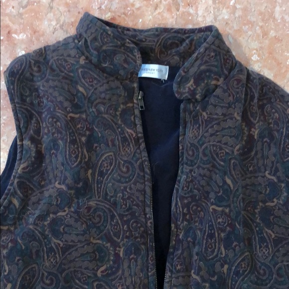 JONES NEW YORK SPORT NAVY PAISLEY PRINT VEST M - Picture 2 of 5